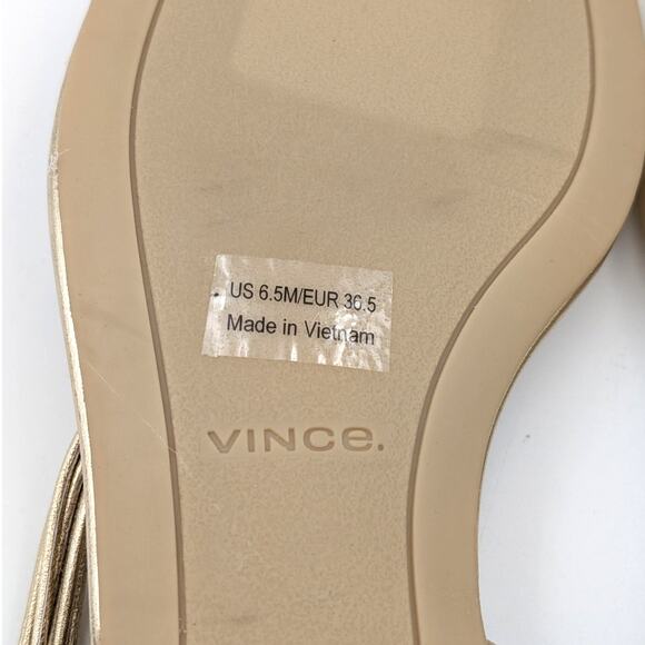 Vince Deja Slip On Slingback Thong Sandals Metallic Gold Size US6.5M EU36.5 - Picture 9 of 11
